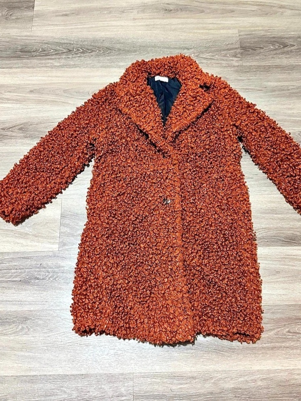 Zara TRF Collection Textured Curly Fleece Teddy Coat Brown Medium